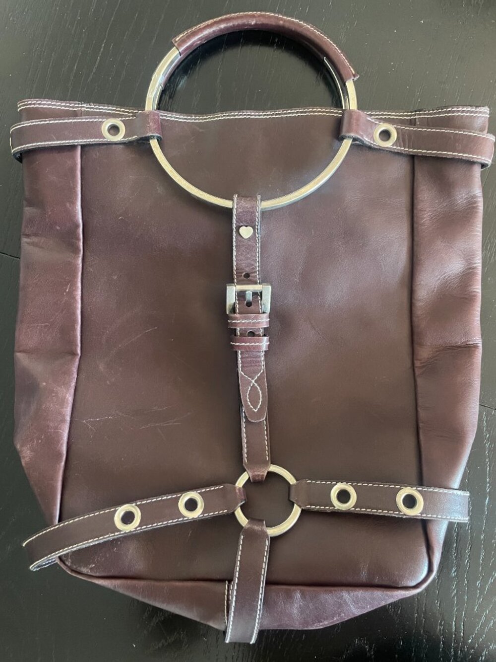 Luella Kate Leather Tote Bag Plum